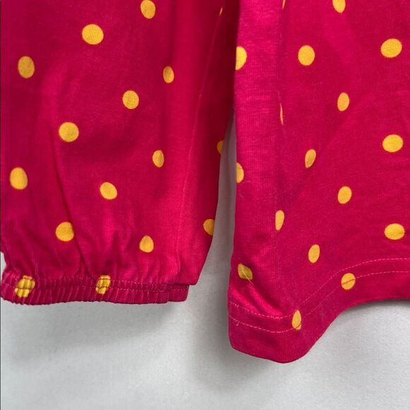 Hanna Andersson Fucshia and Yellow polka dot long sleeve top NWOT size 6-7 years - Picture 9 of 12